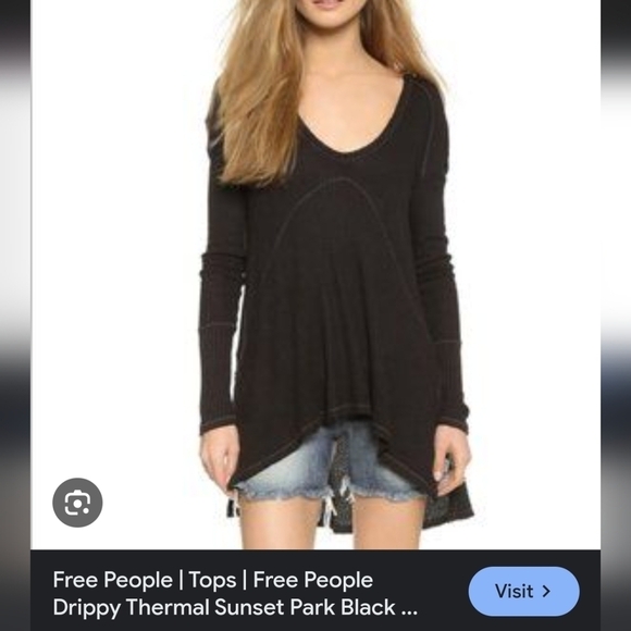 Drippy Thermal Sunset Park Black Top Small Free People Oversized Boho Grunge - Picture 1 of 15